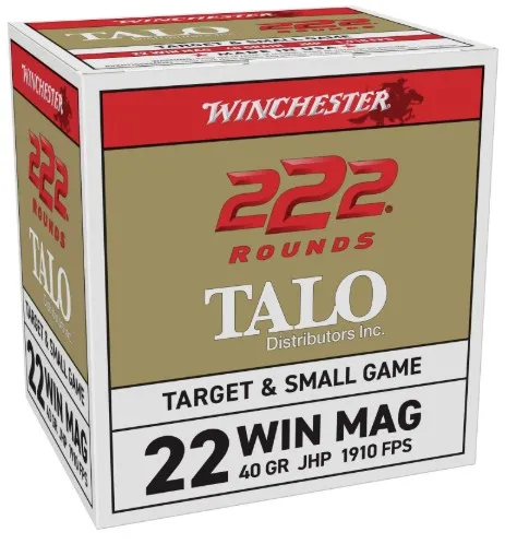 Winchester 22WM222TA .22 Win Mag 40gr JHP 222/Box TALO Rimfire Ammo