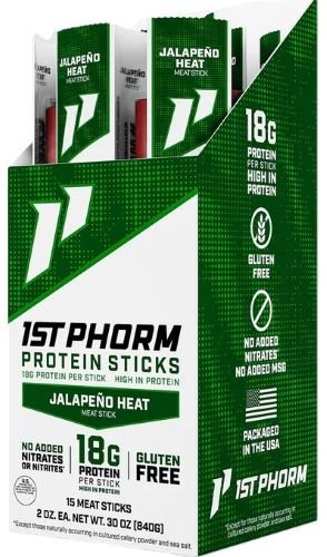 1st Phorm Protein Beef Sticks Jalapeno Heat 15-Count - 1ST PHORM