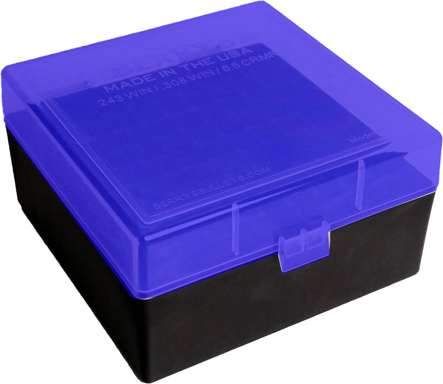 Berry's 009 Ammo Box .243/6.5/.308 Black with Blue Lid 100/ct - Berry's Mfg