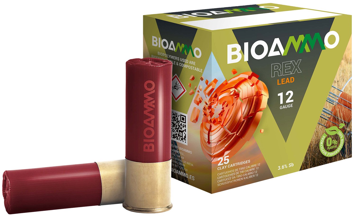 BIOAMMO BR2880 12Ga 2.75In 1oz #8 Shot 25/Box Biodegradable - BIOAMMO - 12 Gauge 2.75"