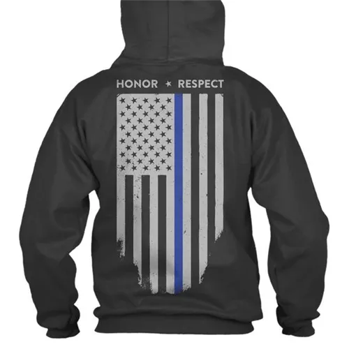 Hoodie - Honor/Respect, Thin Blue Line Flag - Thin Blue Line