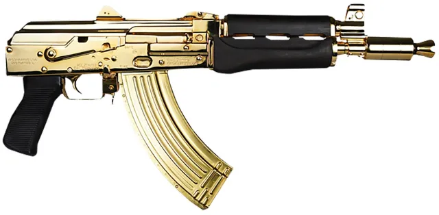 Zastava Arms USA ZP92762MGL ZPAP92 Semi-Auto Rifle - 7.62x39mm, 30+1 Capacity, AK-Style, 10" 24K Gold Barrel, Dark Walnut Handguard, Krinkov Sight