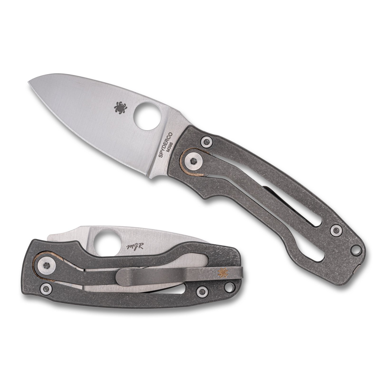 Spyderco PITS 2 SLIPIT C269TIP 2.74 In M398 Satin Blade Titanium Handle - Spyderco