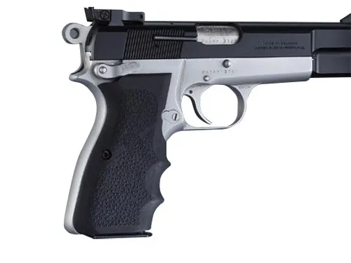 Hogue 09000 Rubber Grip Black with Finger Grooves for Browning Hi-Power - Hogue