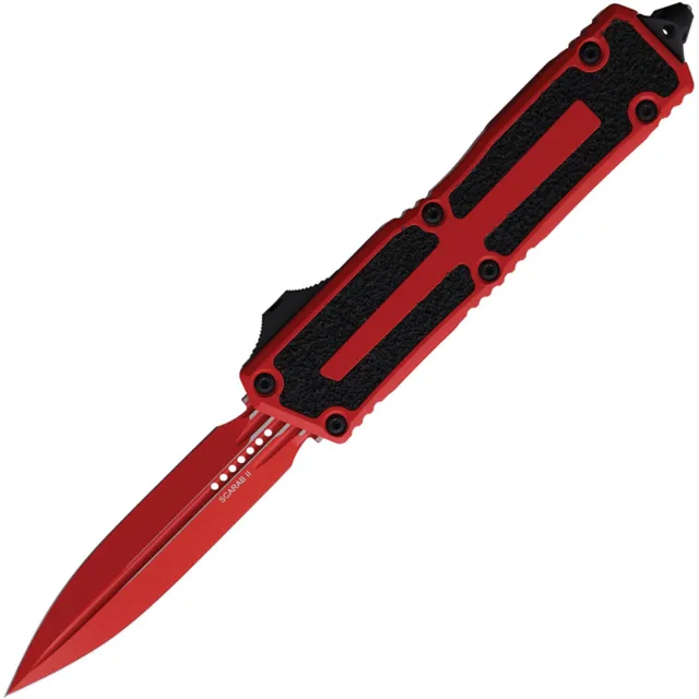Microtech Scarab II G3 3.97 In D/E Red Cerakote Aluminum Handle Black Hardware - MICROTECH for sale at Iron and Lace