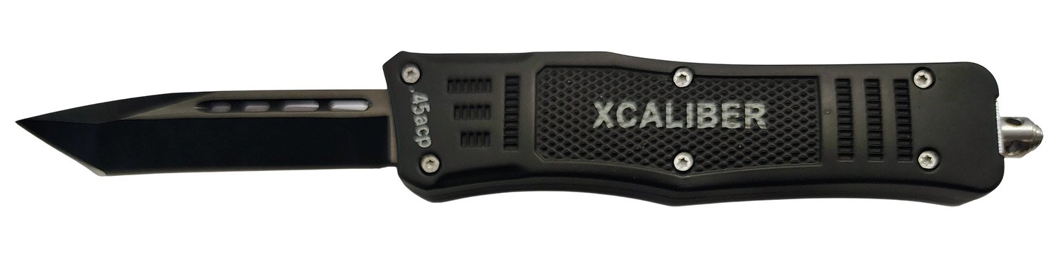 Xcaliber 45A OTF Tanto Knife 3.25in Blade Plain Black Steel Handle - XCALIBER - 728881687454