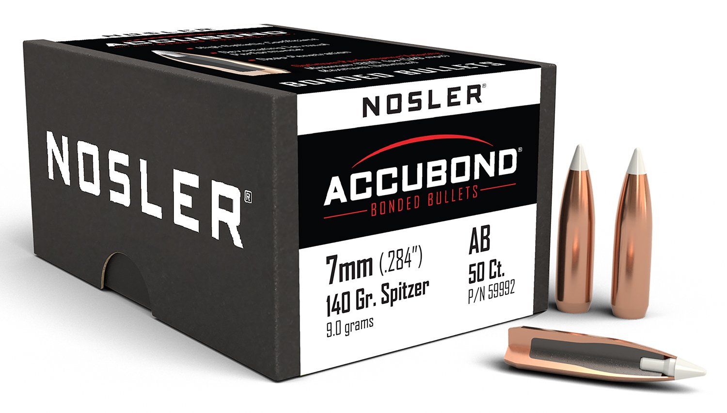 Buy Nosler 59992 AccuBond Hunting 7mm .284 140 gr Spitzer Point 50 Per Box online