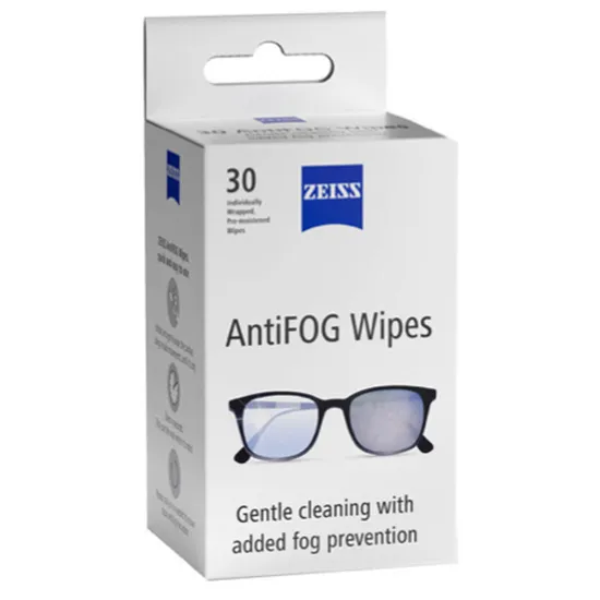 ZEISS Anti-Fog Lens Wipes, 30 Count, Individually Wrapped, Clear Vision, 24-Hour Fog Prevention - Zeiss Optics