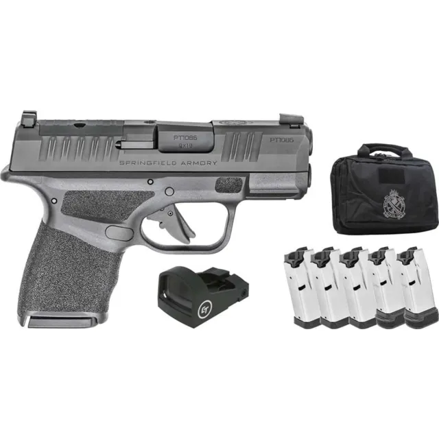 Springfield Gear up 2025 Hellcat OSP White-Dot Handgun 9mm Luger 11(3)&13(2)rd Magazines 3 Barrel Black with CT1500 and Range Bag
