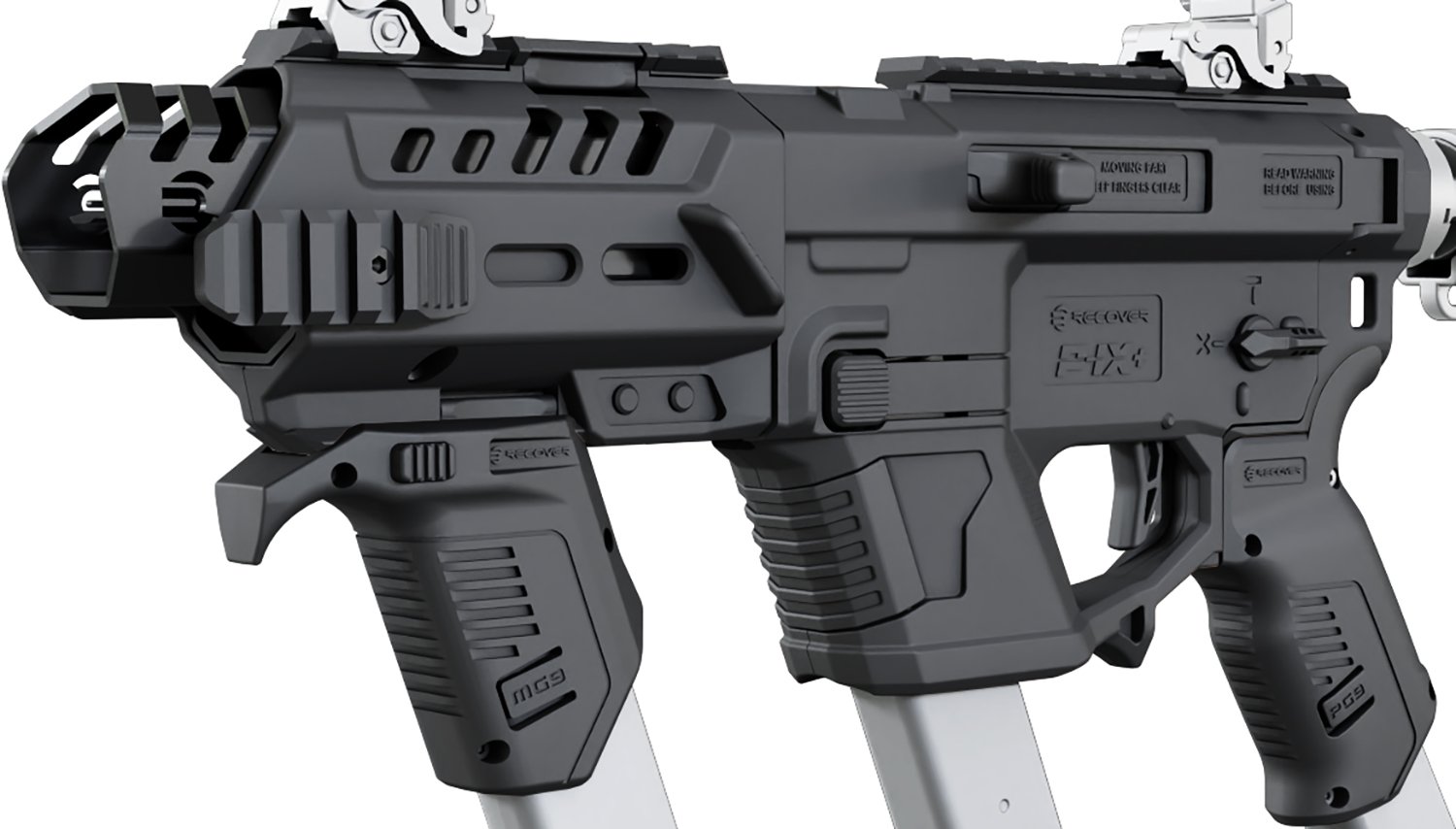 Recover Tactical PIXPMG01 P-IX+MG Metal Front Guard Black w/ Mag Holder - Recover Tactical
