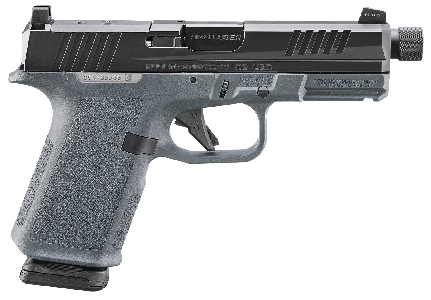 Ruger RXM Stealth Grey Magpul Handgun 9mm Luger 15rd Magazine(2) 4.5 Threaded Barrel - Ruger - 9mm
