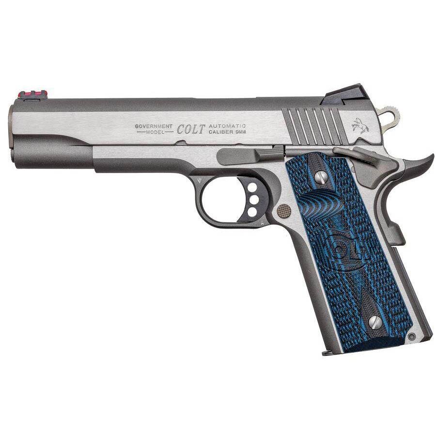 Buy Colt O1072CCS Government 9mm 9rd 5" Stainless Fiber Sight Handgun online