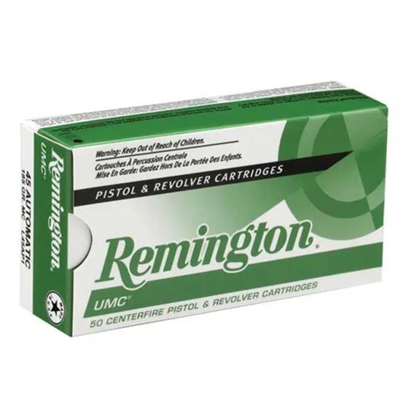 Remington Ammunition 23818 UMC Target 45 ACP 185 gr Full Metal Jacket (FMJ) 50 Per Box - Remington Arms Company, LLC - 45 Auto