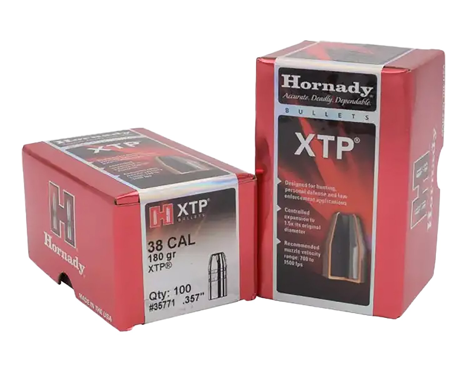 Hornady 35771 .38 Caliber 180 Grain JHP Bullets 100 Rounds - Hornady - .357