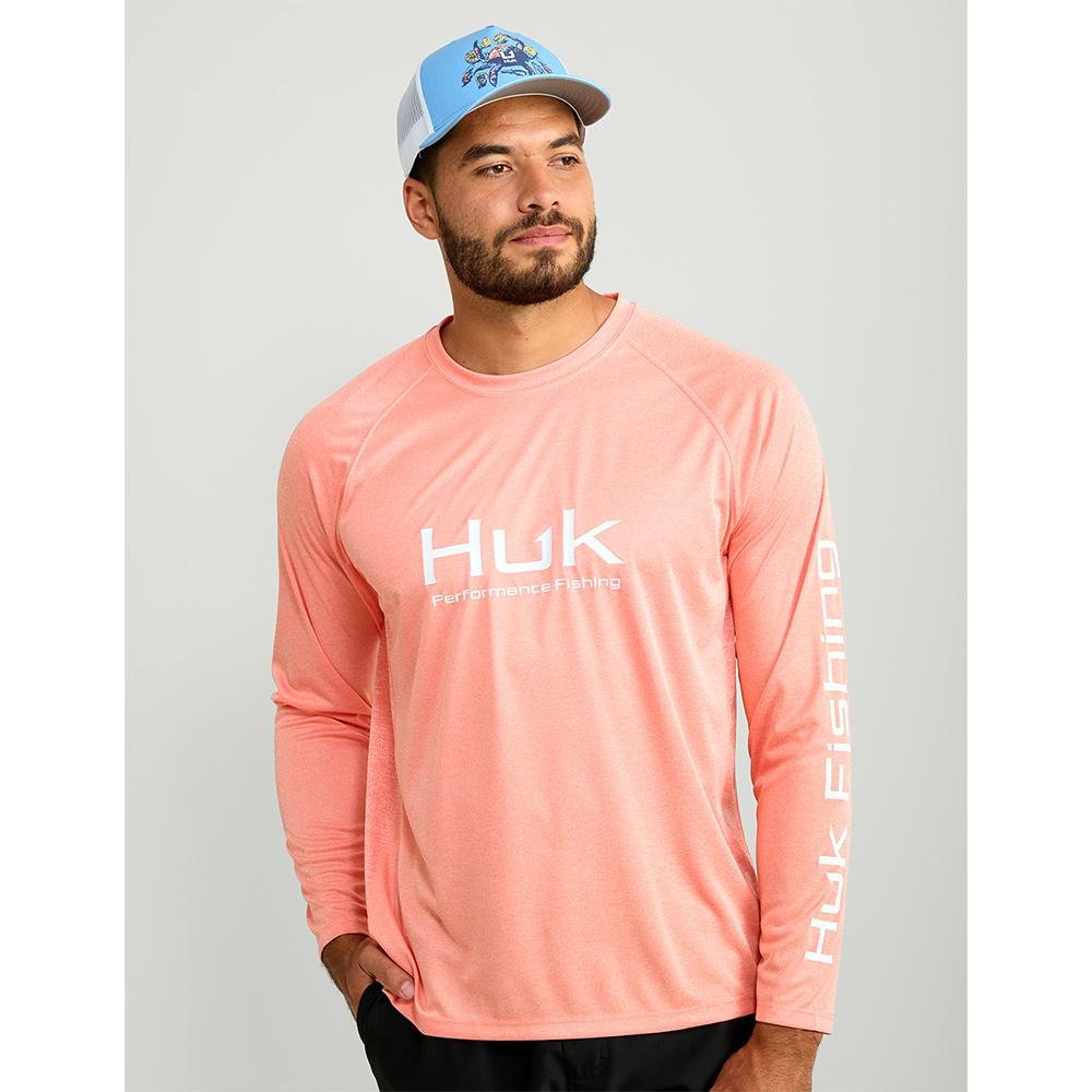 Buy Huk H1200524-809-S Vented Pursuit Long Sleeve Shirt Fresh Salmon Heather S online