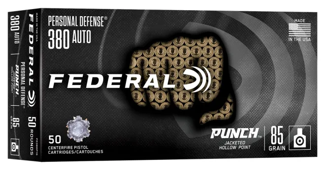 Federal PD380P1G Punch 380ACP 85gr Jacketed Hollow Point 50 Per Box/10 Case