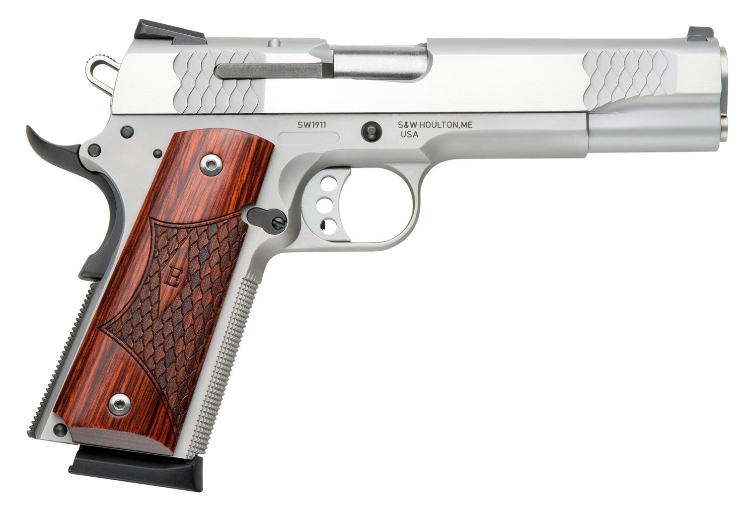 Smith & Wesson SW1911 45 ACP E 5" Barrel Stainless Steel 8 Round Semi Autom - Smith & Wesson - 45 ACP