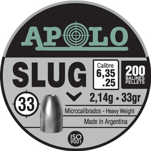 Apolo E19303 25 Caliber 33 Grain 200 Pack Premium Slug - Apolo Pellets - 25 CALIBER