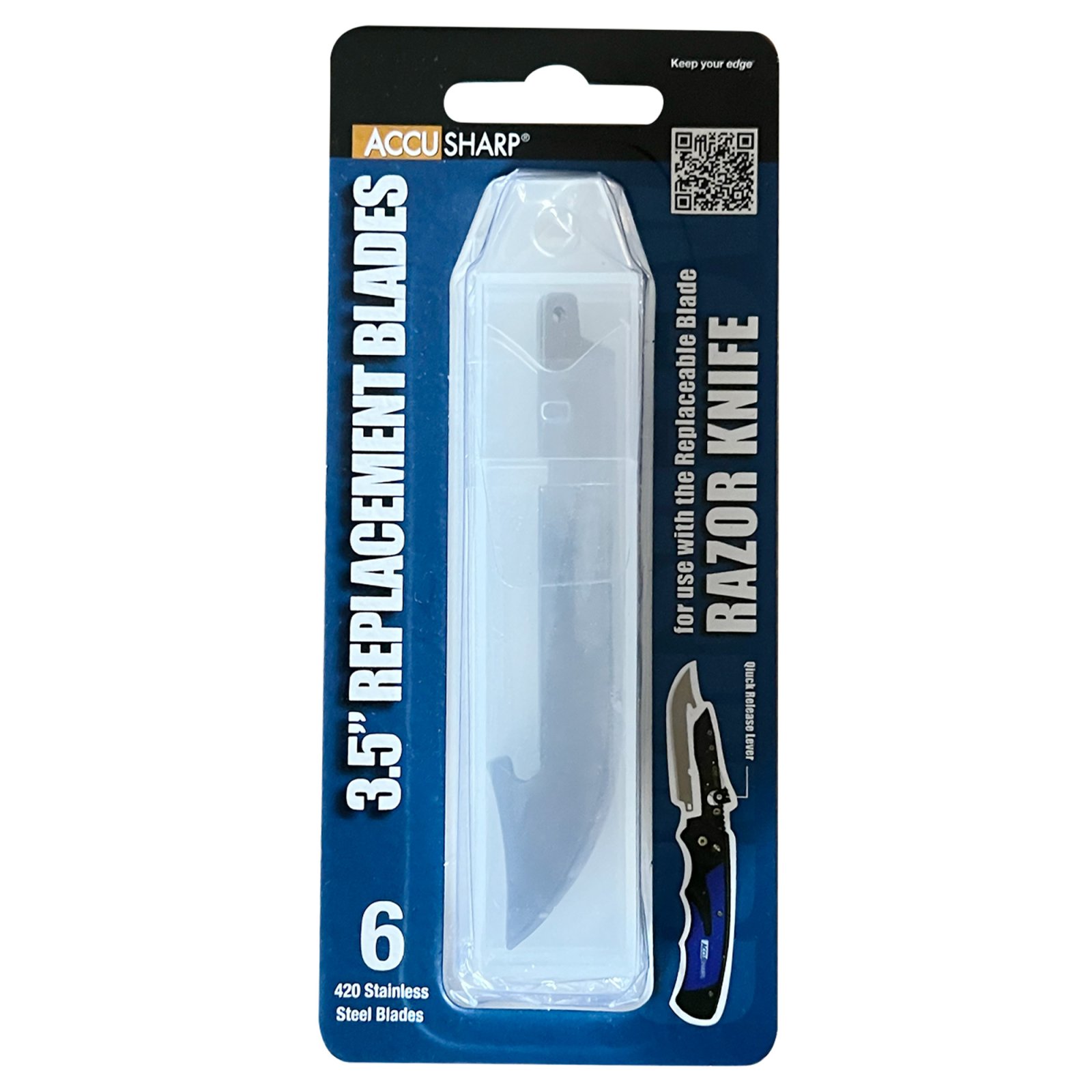 AccuSharp Razor Knife Replacement Blades Fixed Blade Knife (6)-5" - AccuSharp