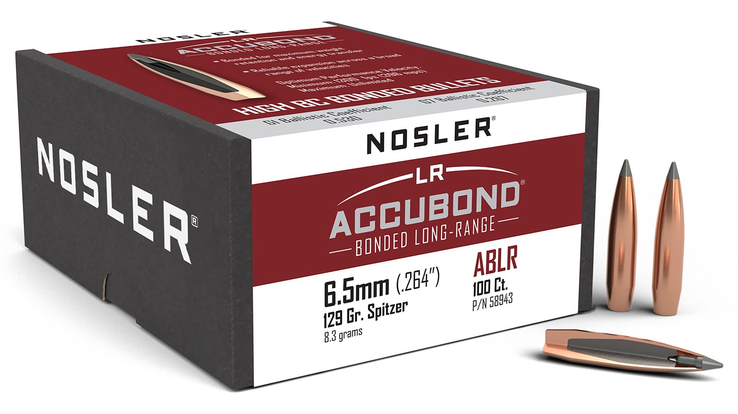 Buy Nosler AccuBond Long Range 6.5mm 129gr Spitzer Point 100 Count online