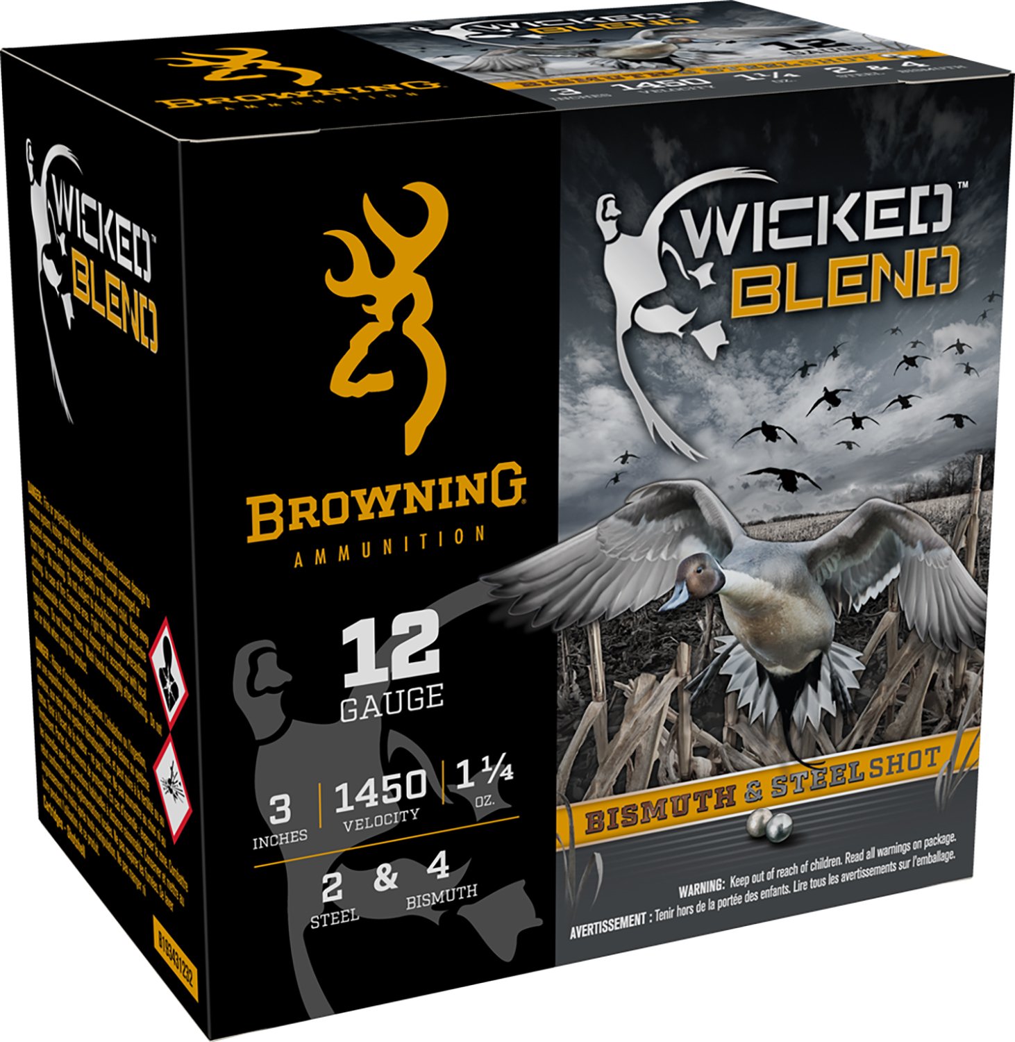 Browning Ammo B193431232 Wicked Blend 12Gauge 3" 1 1/4oz 2/4BI Shot 25 Per Box/10 Case - Browning - 12 Gauge