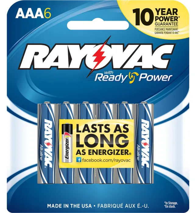 Rayovac 8246F AAA Alkaline Battery 1.5V 2700mAh 6 Pack - RAY - 1,123