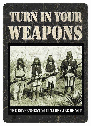Buy River's Edge Gifts TIN Sign 12"X17" "Turn IN Your Weapons" 1589 online