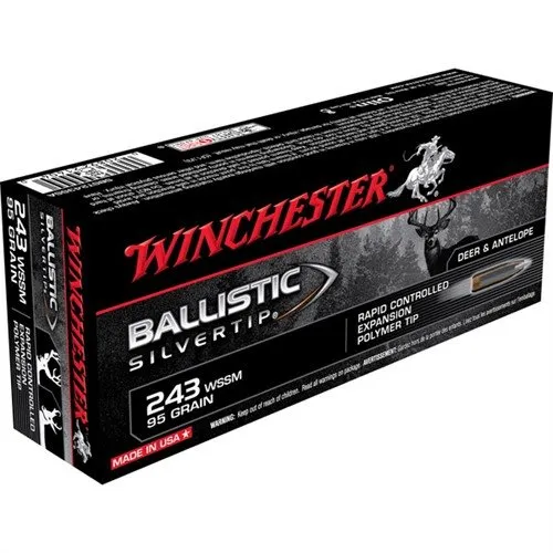 Winchester Ammo SBST243SSA Ballistic Silvertip 243 WSSM 95 gr Polymer Tip 20 Per Box/ 10 Cs - Winchester - 243 WSSM for sale at Bang-Bang Tactical