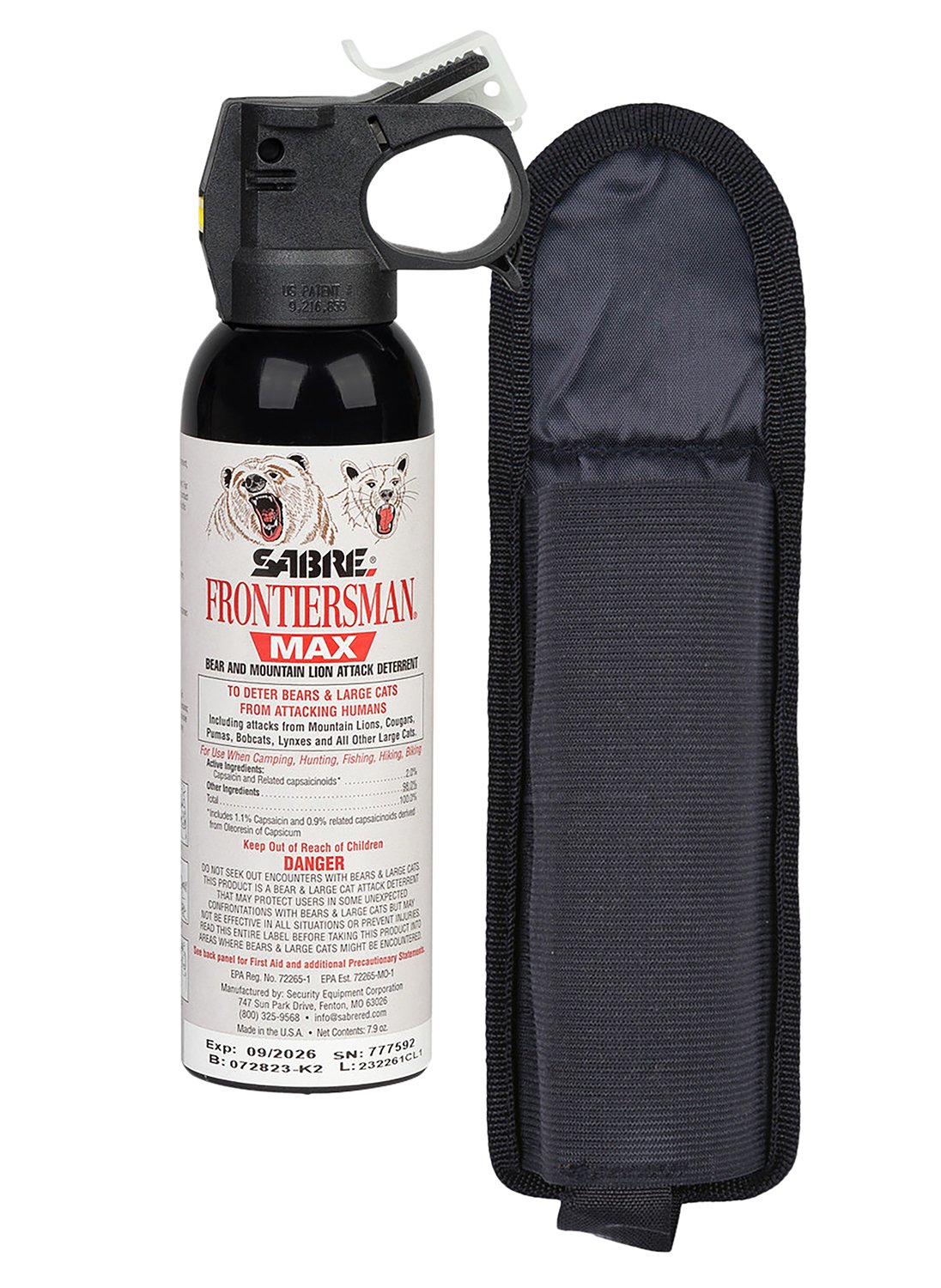 Sabre Frontiersman Capsaicinoids 40ft 7.90 oz Canister Includes Holster - SEC - 7.90 OZ