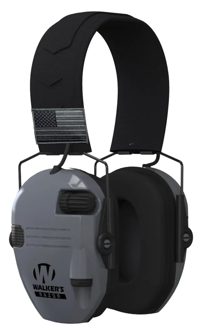 Walker's GWPRSEMPATGY Razor Patriot 23 dB Electronic Earmuff Gray - WLKR