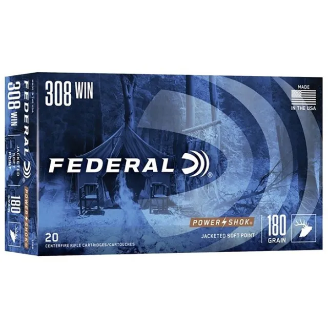 Federal 308B 308 Win 180 Grain Jacketed Soft Point 20 Rounds per Box - Federal Premium Ammunition - 308 Win
