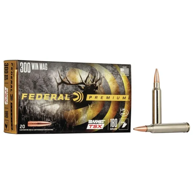Federal P300WP Premium 300 Win Mag 180 gr Barnes TSX Bullet 20 Per Box/ 10 Cs - Federal Premium Ammunition - 300 Win Mag