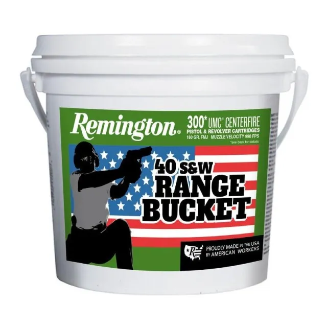 Remington Range Bucket UMC Pistol Ammo 40 S&W 180 gr. FMJ 300 rd. - Remington Arms Company, LLC - 40 S&W