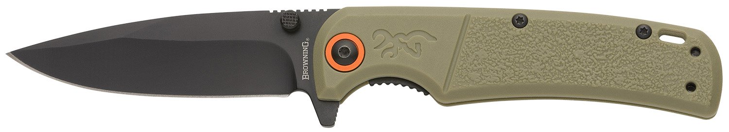 Browning Buckmark Slim Folder 3.13 In Stainless Foliage Green Handle - Browning