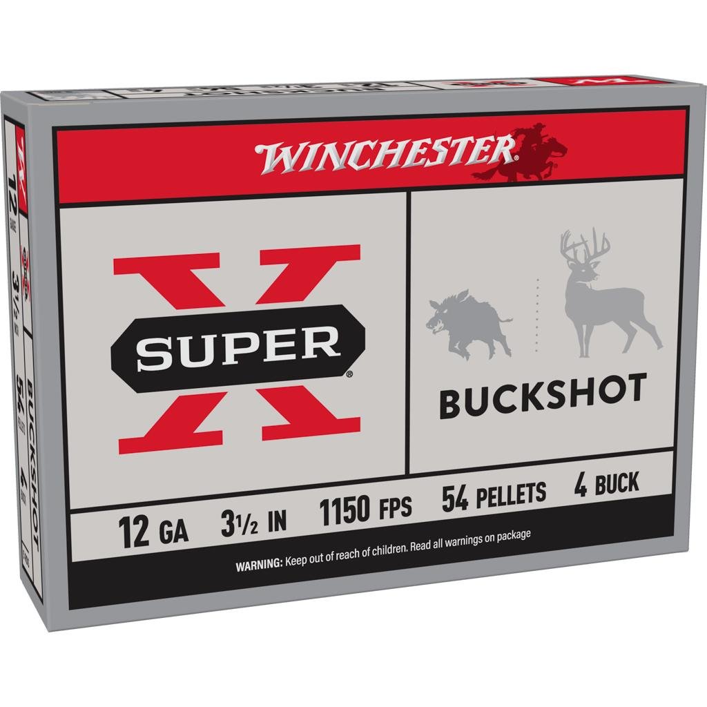 Winchester Ammo XB12L4 Super X 12 Gauge 3.50" 54 Pellets 4 Buck Shot 5 Per Box/50 Cs - Winchester - 12 Gauge