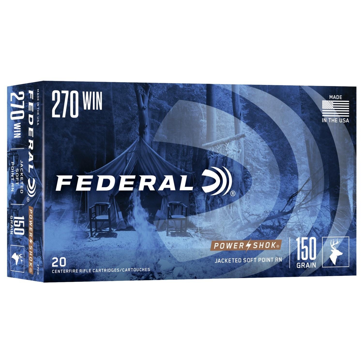 Federal 270B Power-Shok 270Win 150gr Jacketed Soft Point 20 Per Box/10 Case - Federal Premium Ammunition - 270 Win