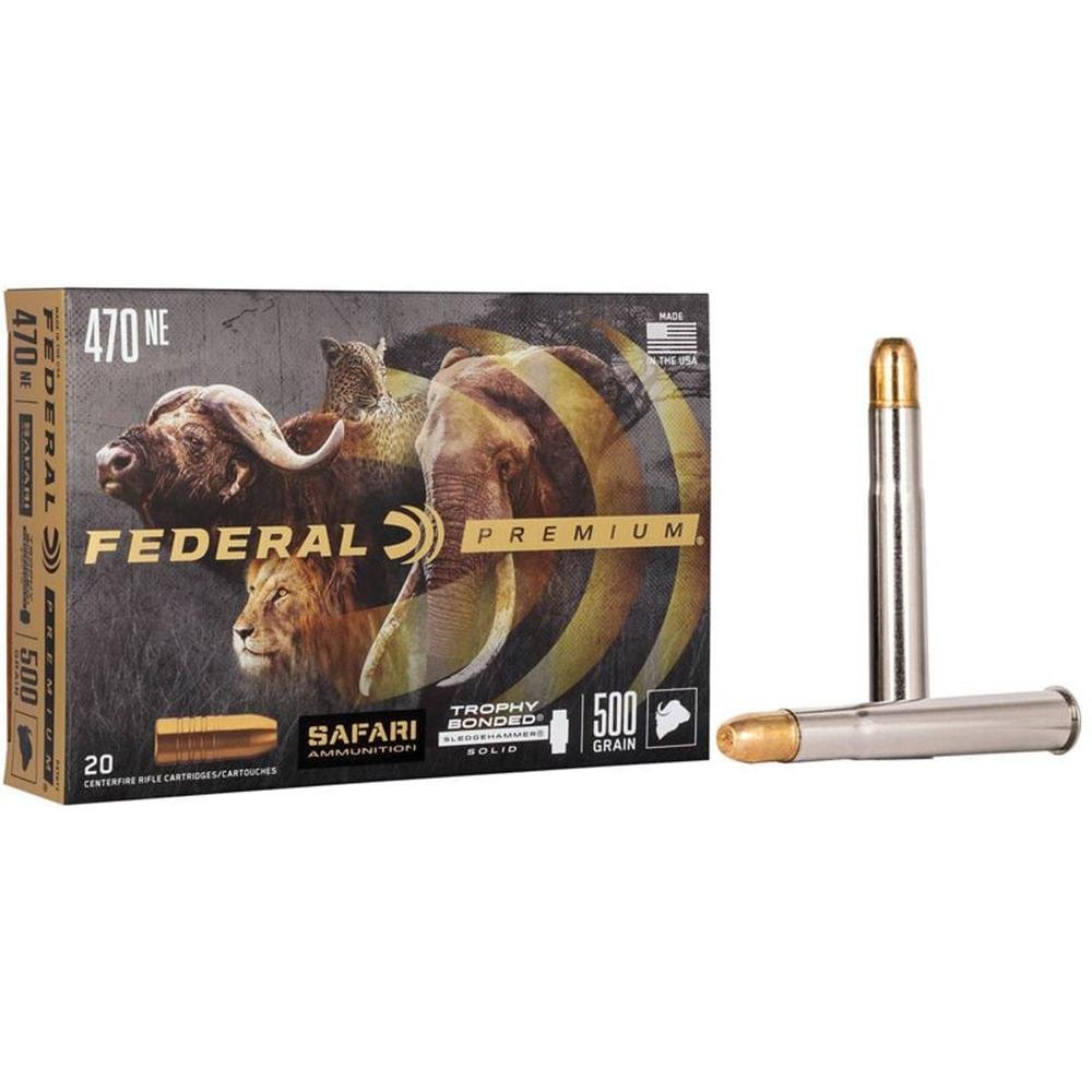 Federal P470T2 470 Nitro Express 500 Gr Trophy Bonded Solid 20 Rounds - Federal Premium Ammunition - 470 Nitro Express