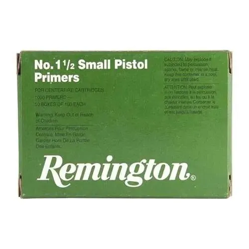 Remington 22600 Nickel Small Pistol Primers No. 1.5, 1000 Pack, Tripod Anvil Design, Maximum Ignition Sensitivity - Remington Arms Company, LLC
