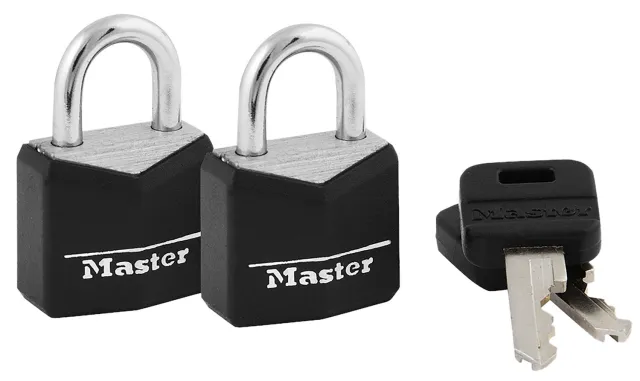 Master Lock 121T Padlock Keyed Open With Key Keyed Alike Steel Vinyl-Covered 2 Per Pkg - Master Cutlery