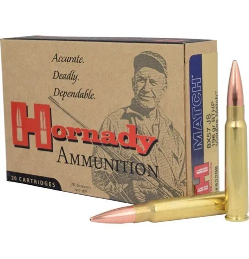 Hornady 82298 Match 8mm Mauser 196gr BTHP Ammo 20 Rounds - Hornady Manufacturing Company - 8mm Mauser