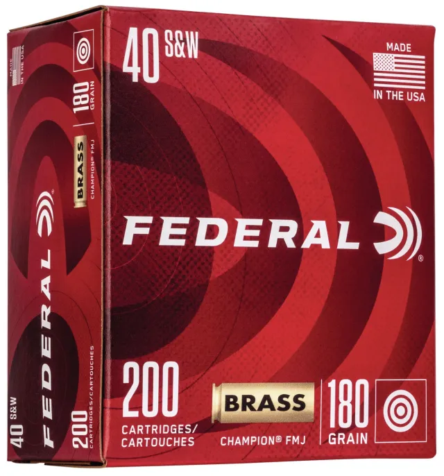 Federal Champion Training .40 S&W 180gr FMJ Ammo - Reliable, Consistent, Ideal for Target Practice, 200 Rounds - Federal Premium Ammunition - 40 S&W