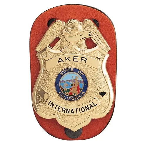 Aker Leather Federal Badge Holder Black Leather Single Clip