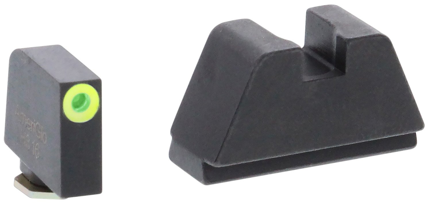 AmeriGlo GL681 Optic Sight Set Glock 2XL Green Tritium LumiGreen Front - AMER