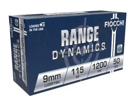 9MM Ammo Fiocchi Shooting Dynamics 115 Grain FMJ 9AP .50 Rounds