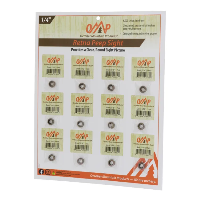 October Mountain Retna Peep Sight Tan 1/4in Aperture 12-Pack - October Mountain