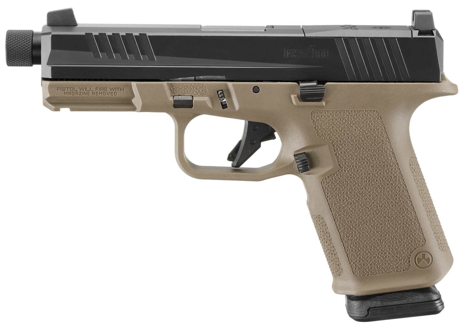 Ruger RXM Handgun 9mm Luger 15rd Magazines(2) 4.5 Threaded Barrel FDE Poly Frame Front Night Sight - Ruger - 9mm Luger