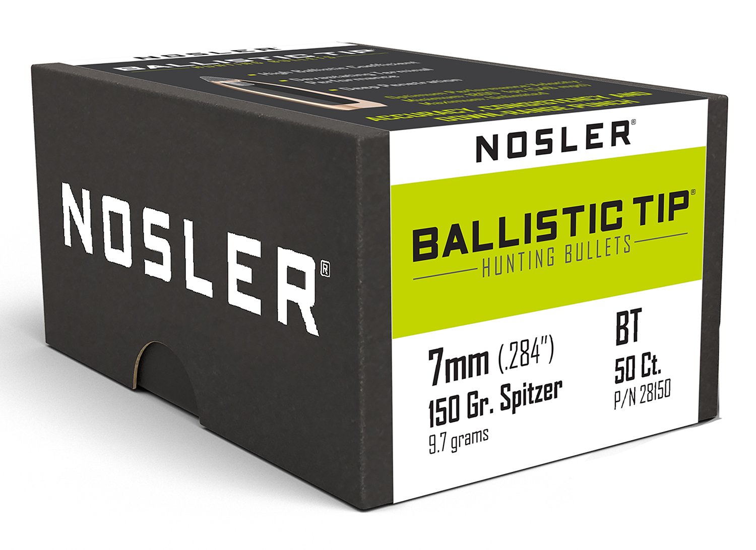 Nosler 28150 Ballistic Tip Hunting 7mm .284 150 GR Spitzer 50 Per Box - Nosler - 7mm