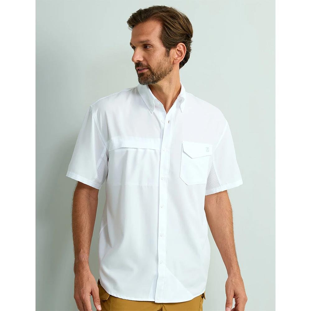 Buy Huk Tide Point Short Sleeve Button Down Shirt White L online