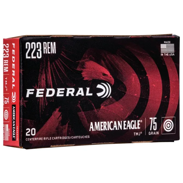 Federal AE223T75 American Eagle 223 Rem 75gr TMJ Ammo 20 Rounds
