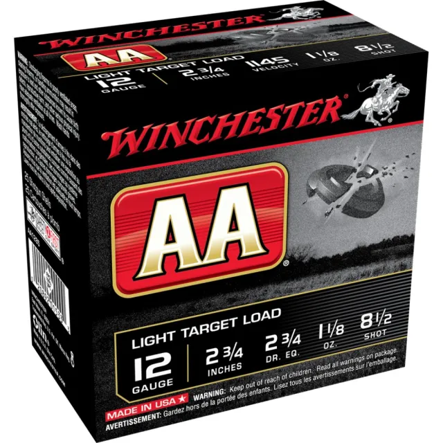 Winchester AA Light Target 12 Gauge 2.75" 1 1/8 oz 1145 fps 8.5 Shot - Winchester